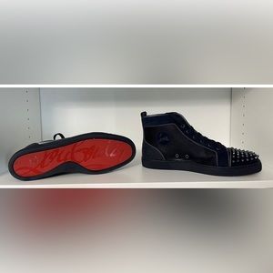 Navy Christian Louboutin Lou Spike Sneakers